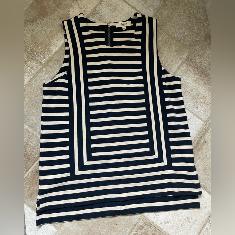 Madewell Navy/Cream Striped Zip Tank